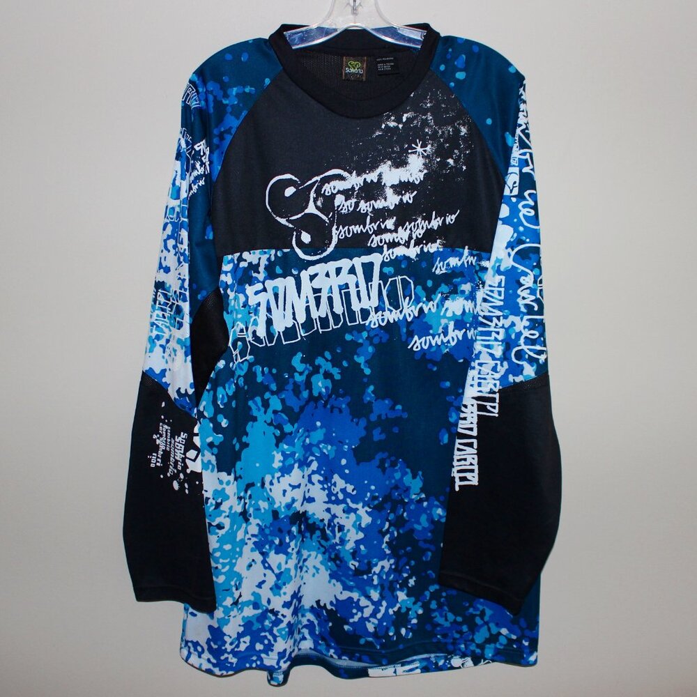 3/$118❤️as new SOMBRIO long sleeve mountain bike jersey chaos graffiti Taiwan